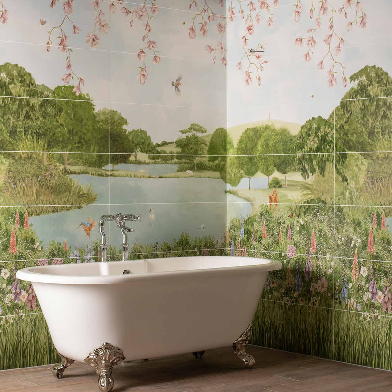 Image of English Garden 8-Tile Decor Panel 256x99cm-Ceramic wall tile-Original Style-tile.co.uk