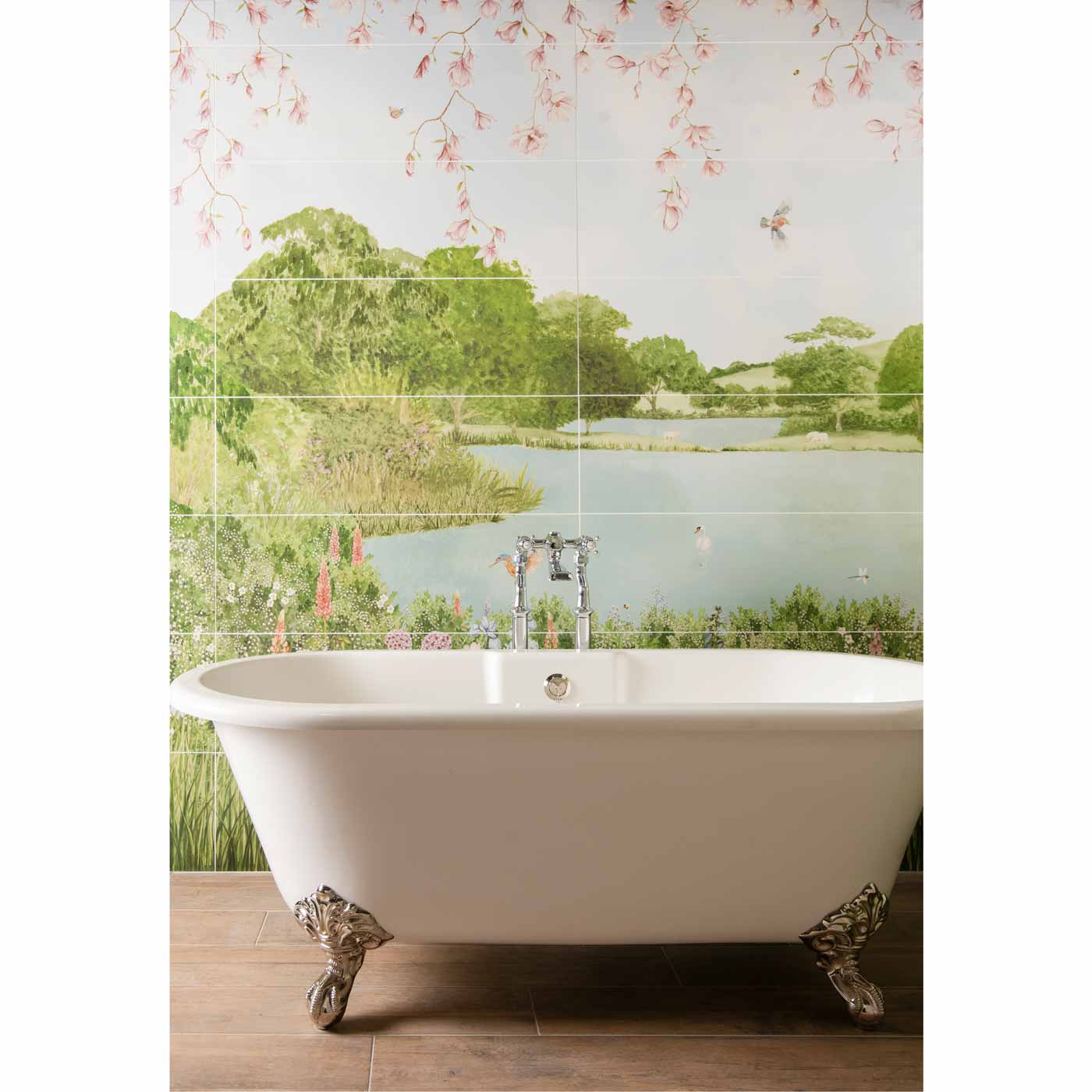 Image of English Garden 8-Tile Decor Panel 256x99cm-Ceramic wall tile-Original Style-tile.co.uk