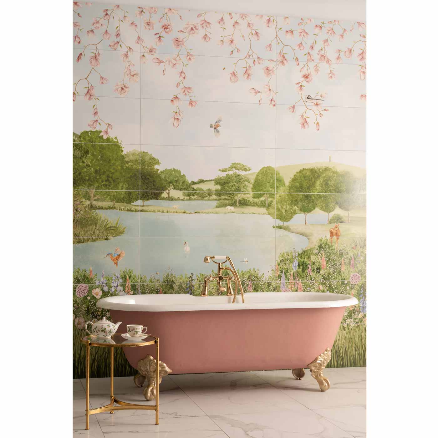 Image of English Garden 8-Tile Decor Panel 256x99cm-Ceramic wall tile-Original Style-tile.co.uk