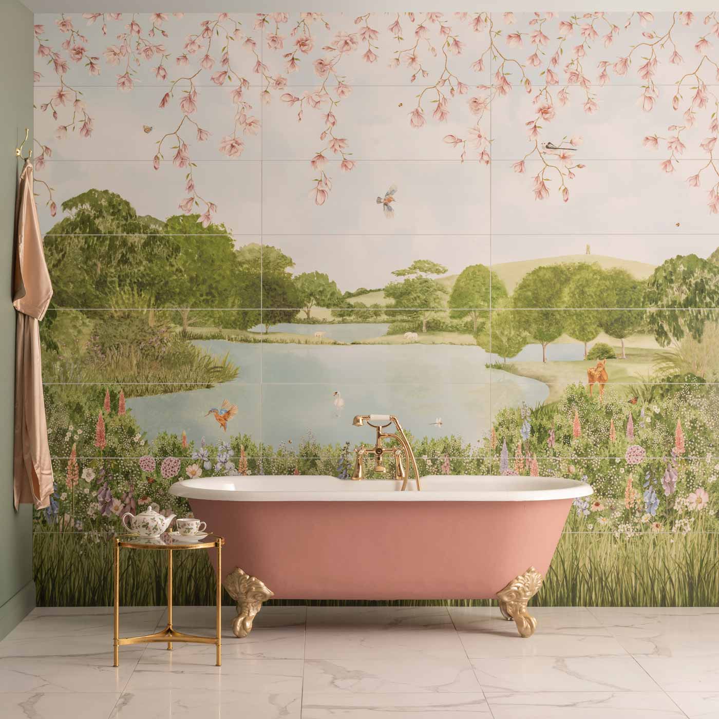 Image of English Garden 8-Tile Decor Panel 256x99cm-Ceramic wall tile-Original Style-tile.co.uk