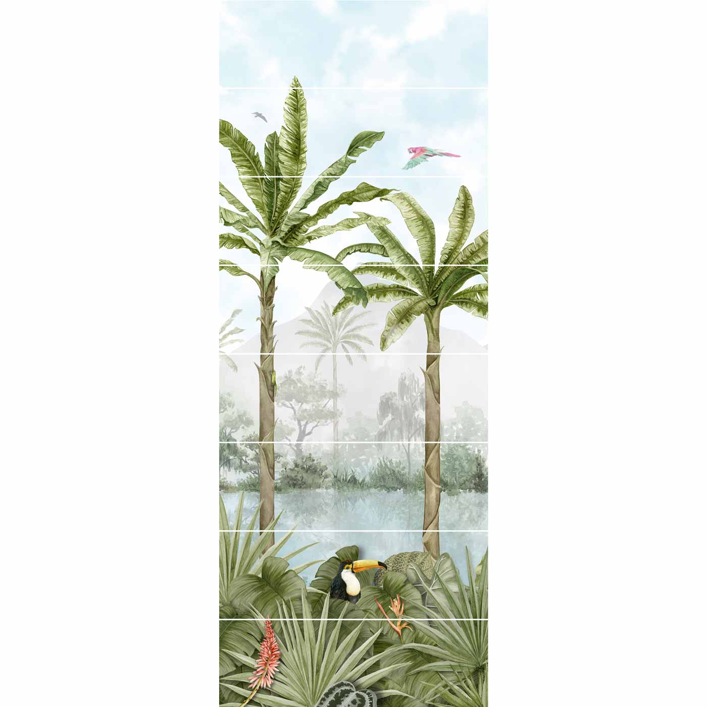 Image of Tropical Oasis 8-Tile Decor Panel 256x99cm-Ceramic wall tile-Original Style-tile.co.uk