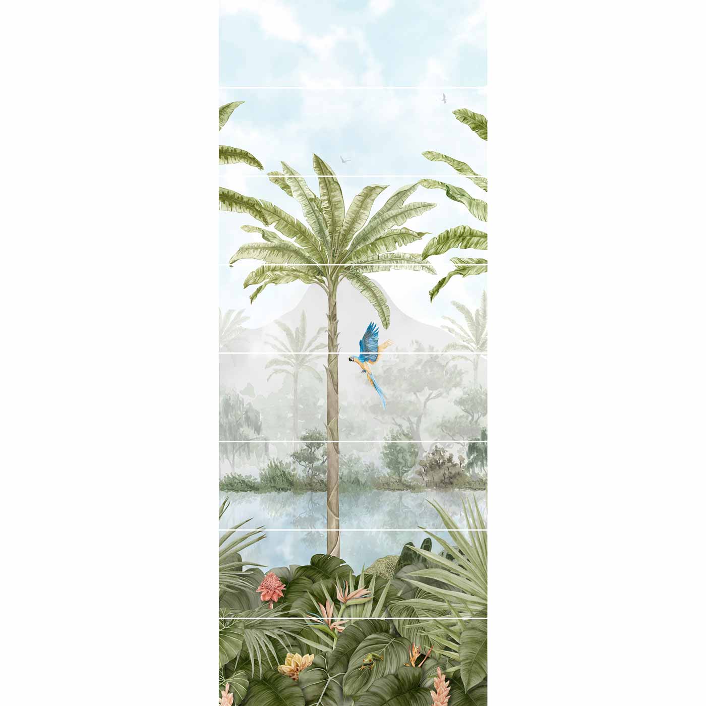 Image of Tropical Oasis 8-Tile Decor Panel 256x99cm-Ceramic wall tile-Original Style-tile.co.uk