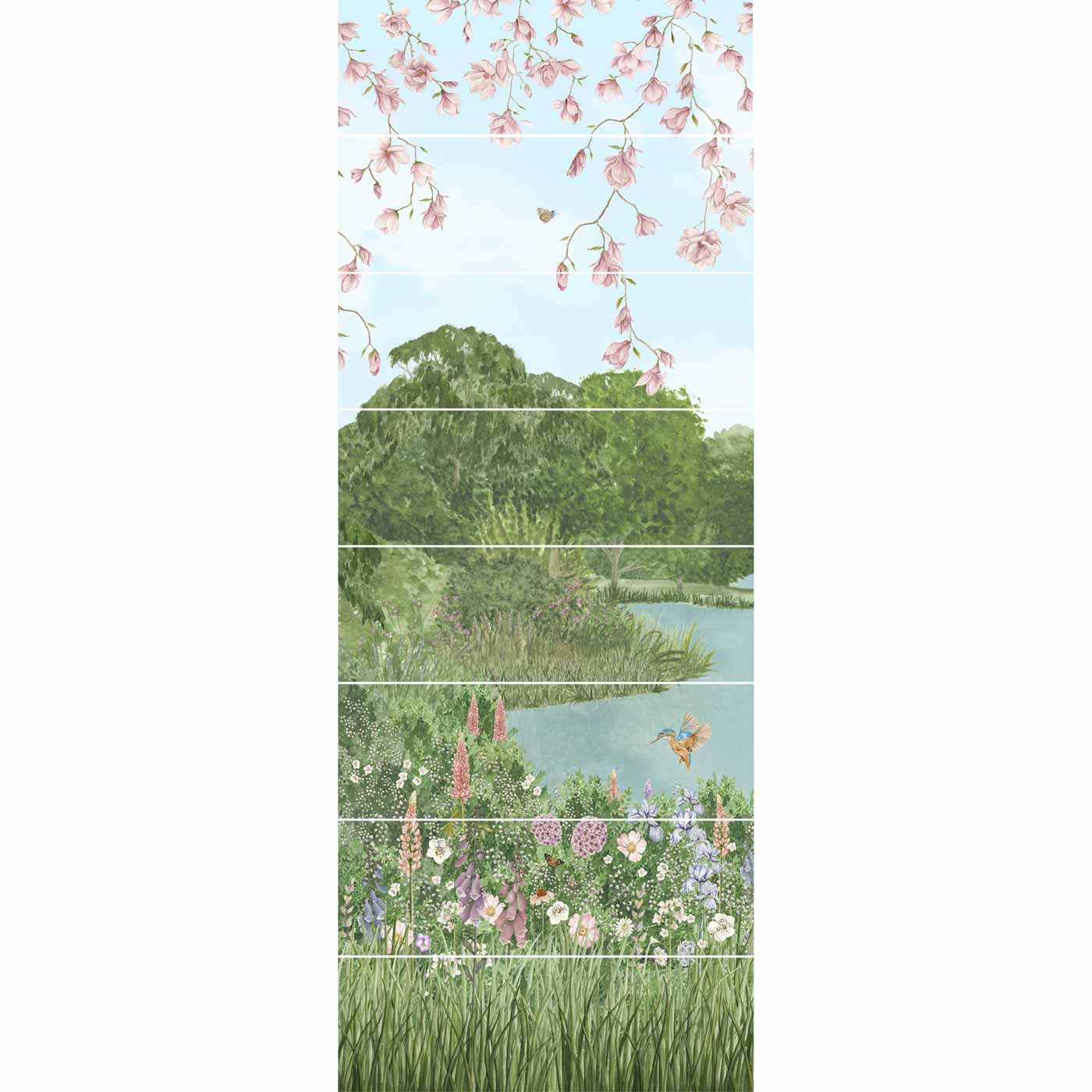 Image of English Garden 8-Tile Decor Panel 256x99cm-Ceramic wall tile-Original Style-tile.co.uk