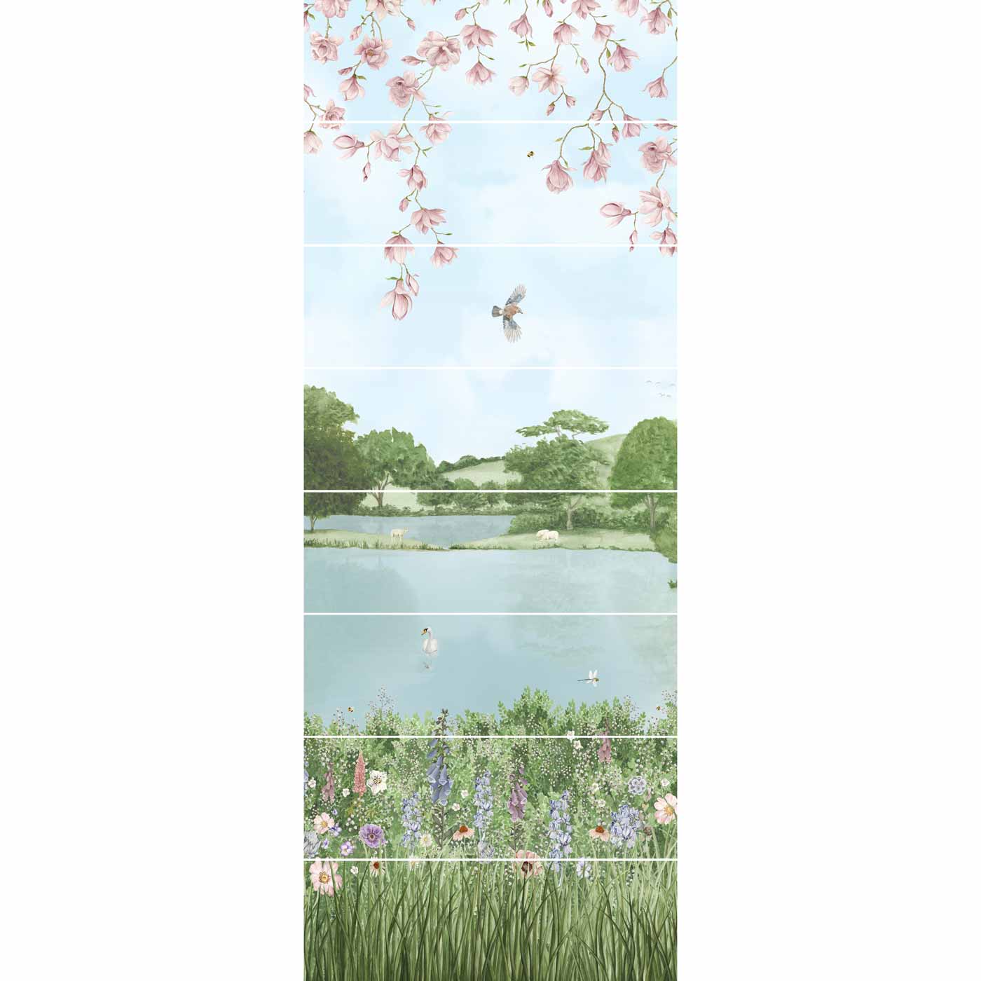 Image of English Garden 8-Tile Decor Panel 256x99cm-Ceramic wall tile-Original Style-tile.co.uk