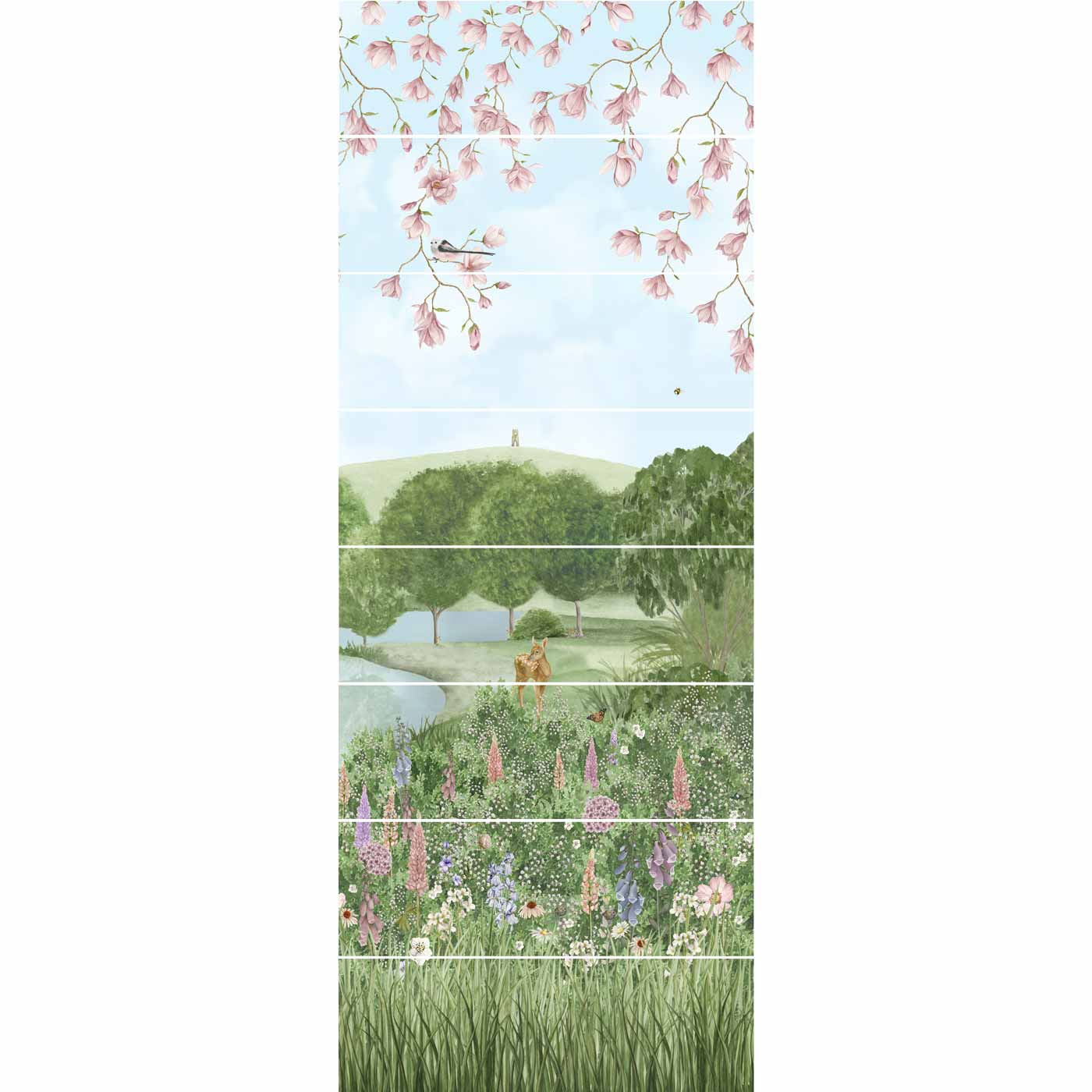 Image of English Garden 8-Tile Decor Panel 256x99cm-Ceramic wall tile-Original Style-tile.co.uk