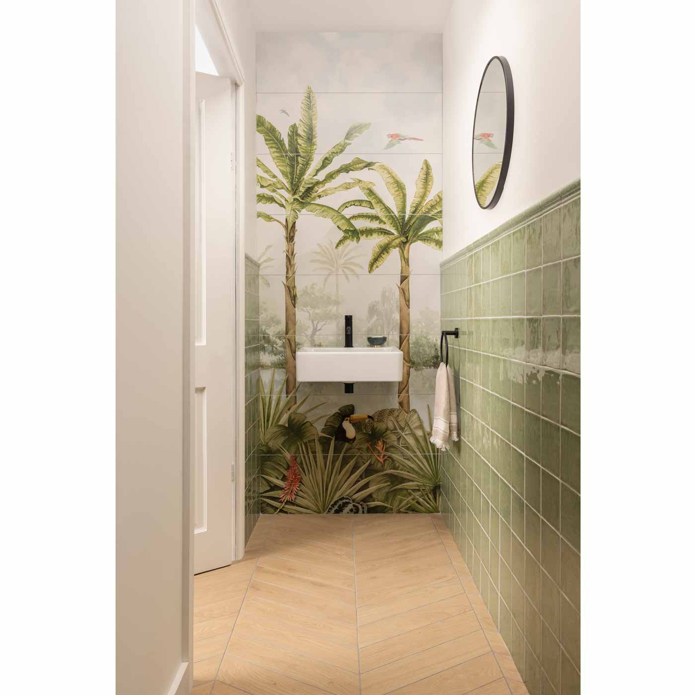 Image of Tropical Oasis 8-Tile Decor Panel 256x99cm-Ceramic wall tile-Original Style-tile.co.uk