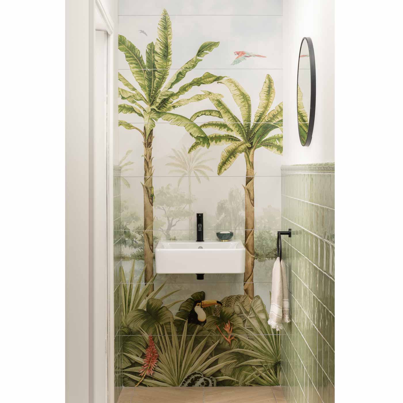Image of Tropical Oasis 8-Tile Decor Panel 256x99cm-Ceramic wall tile-Original Style-tile.co.uk