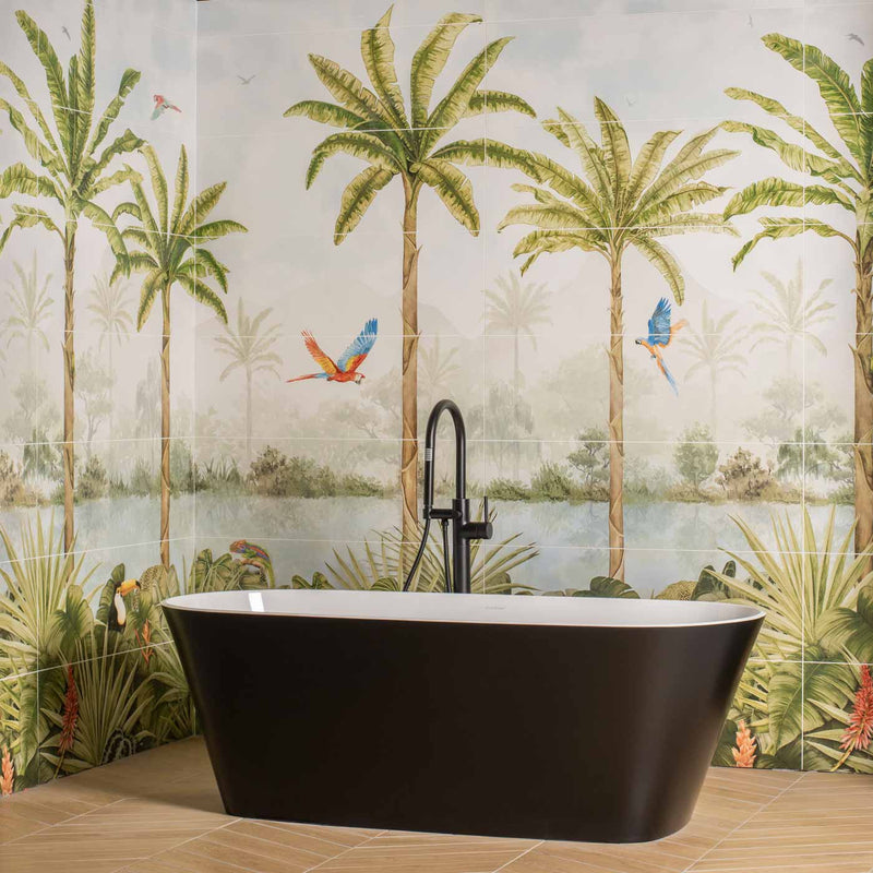 Image of Tropical Oasis 8-Tile Decor Panel 256x99cm-Ceramic wall tile-Original Style-tile.co.uk