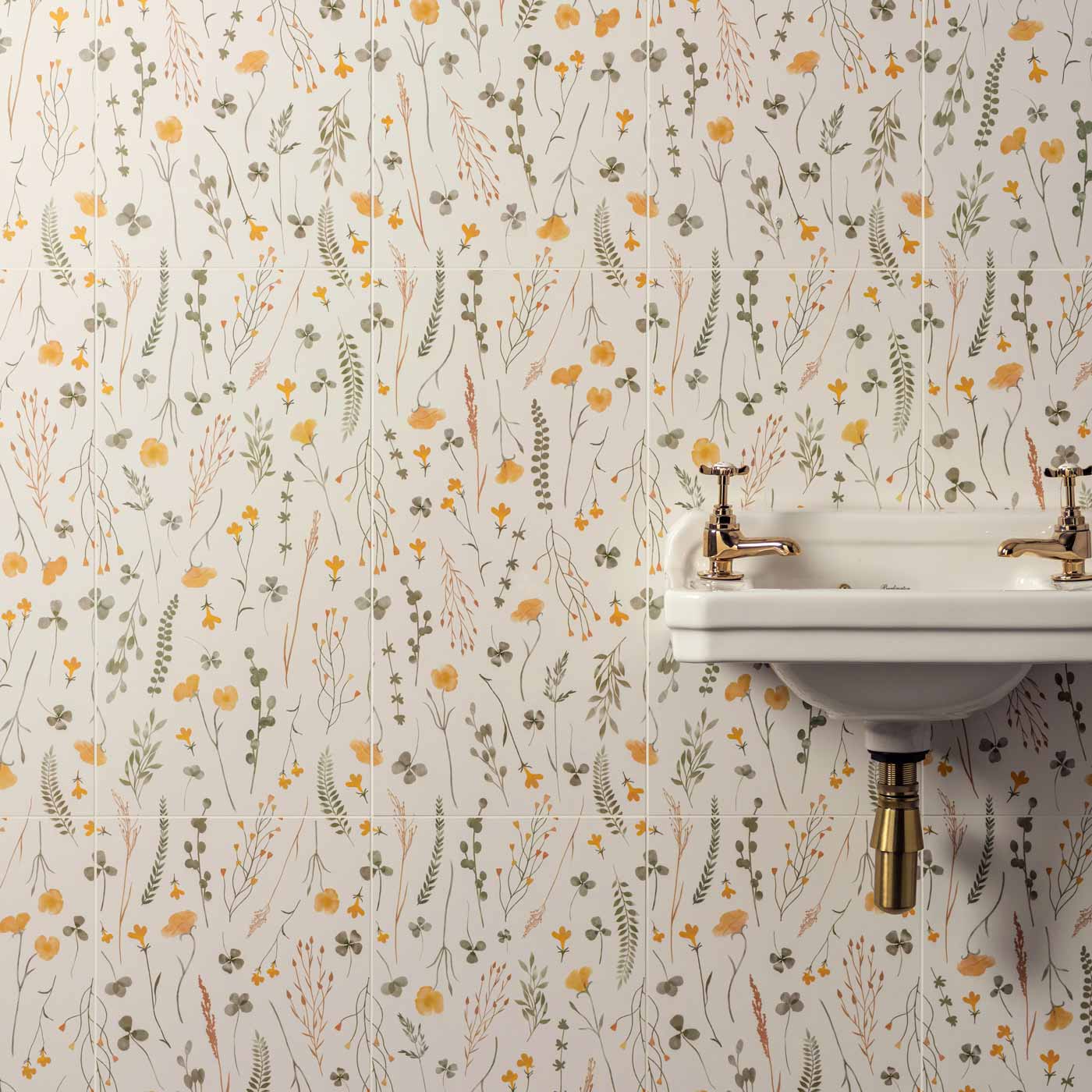Image of Wildflower Gold Matt wall tile 30x60cm-Ceramic wall tile-Original Style-tile.co.uk