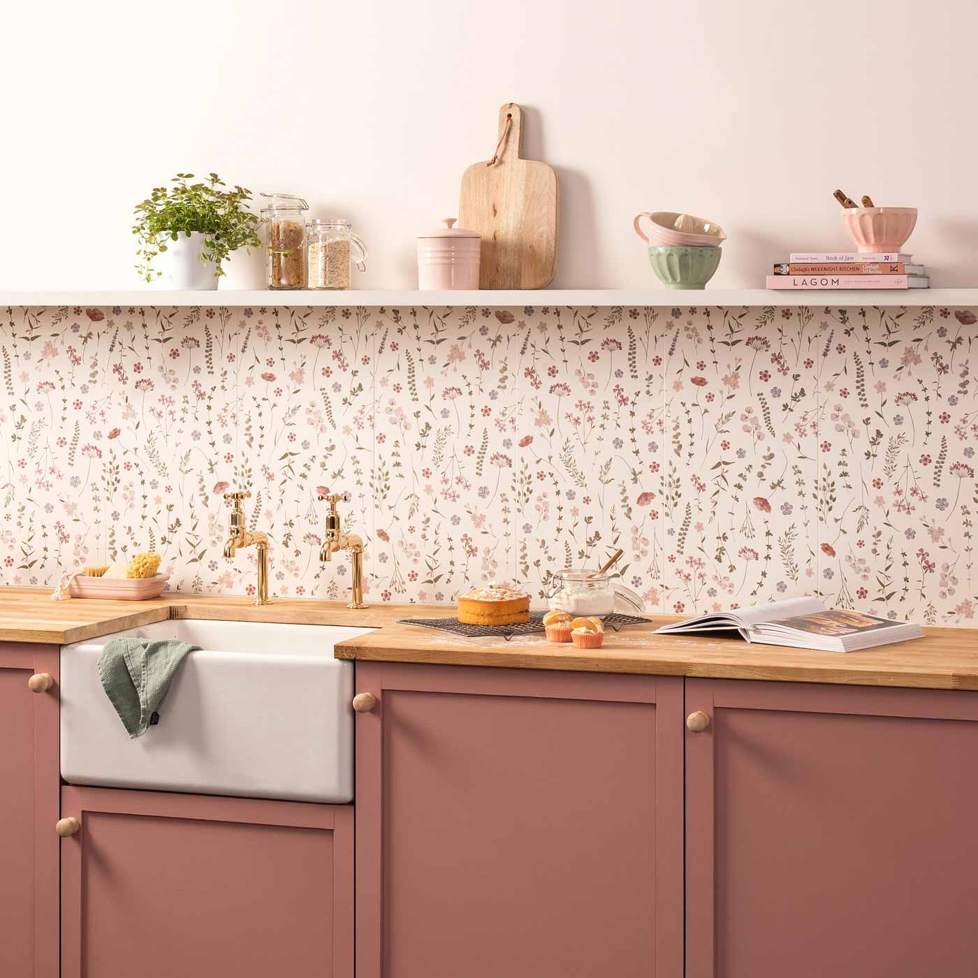 Image of Wildflower Rose Matt wall tile 30x60cm-Ceramic wall tile-Original Style-tile.co.uk
