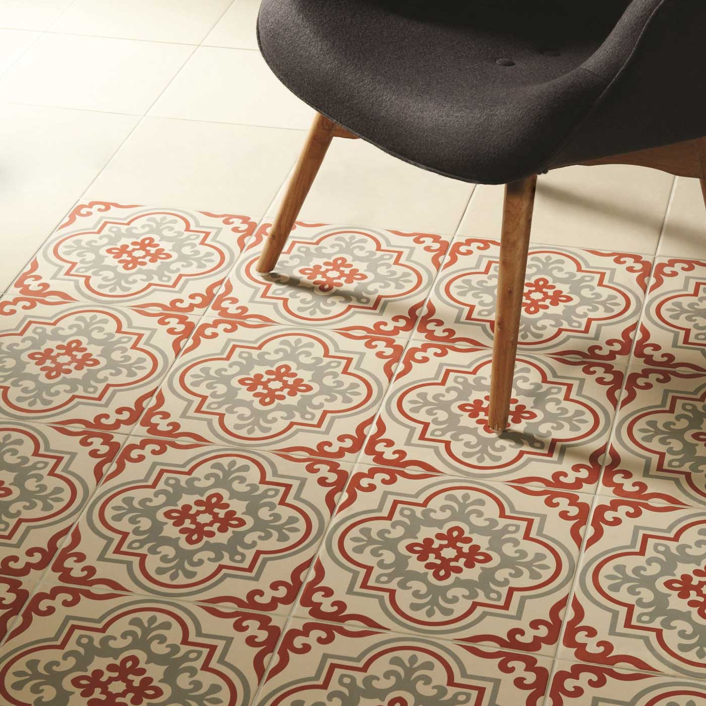 Image of Vogue Rose/Light Grey On Chalk 29.8x29.8cm-Porcelain tile-Original Style-Tile.co.uk