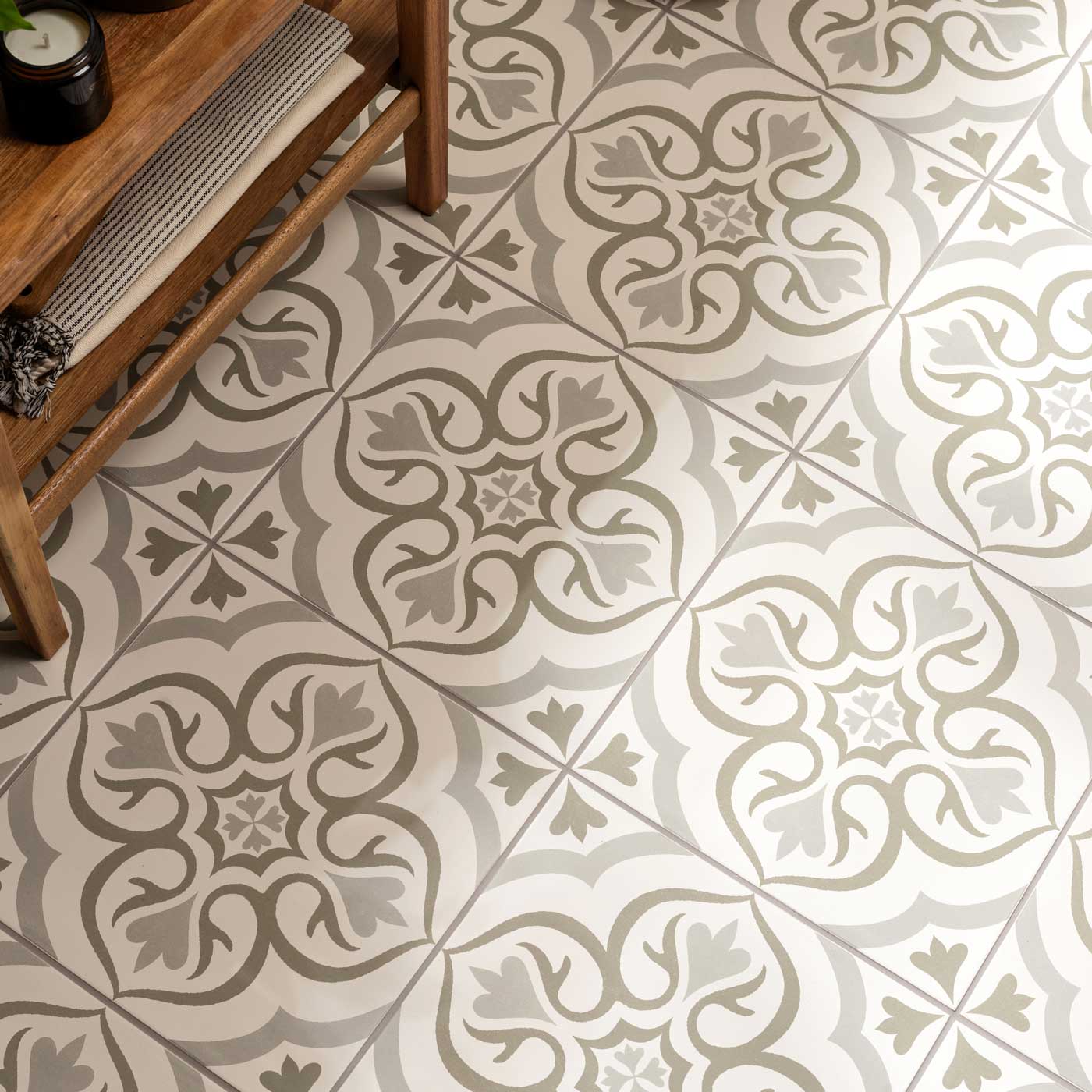 Image of Knightshayes Green On Chalk 29.8x29.8cm-Porcelain tile-Original Style-Tile.co.uk
