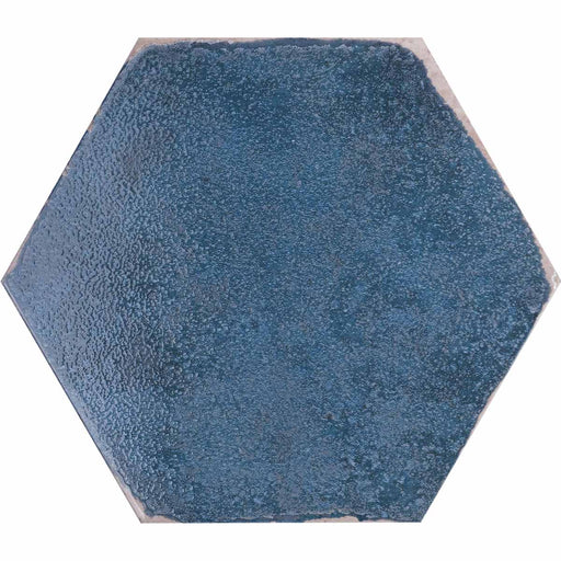 Sample 26.7x23.2cm Oken Blue Hexagon Porcelain Tile-sample-sample-tile.co.uk