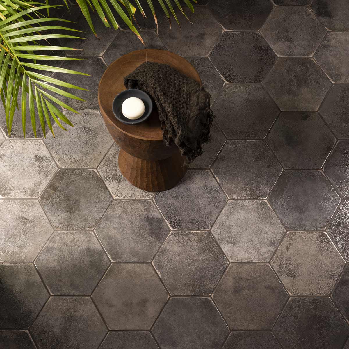 Image of Oken Anthracite Hexagon tile 26.7x23.2cm-Hexagon tile-Original Style-tile.co.uk