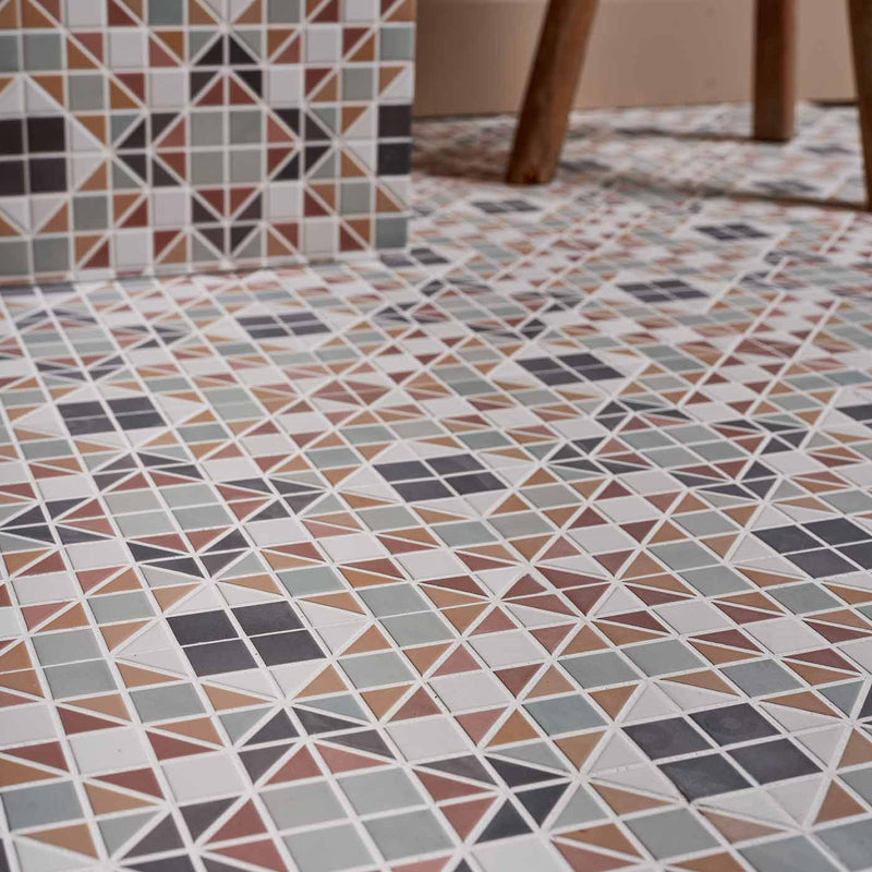 Image of Pavillion Russet Red tile 28x28cm-Pattern tile-Ca Pietra-tile.co.uk