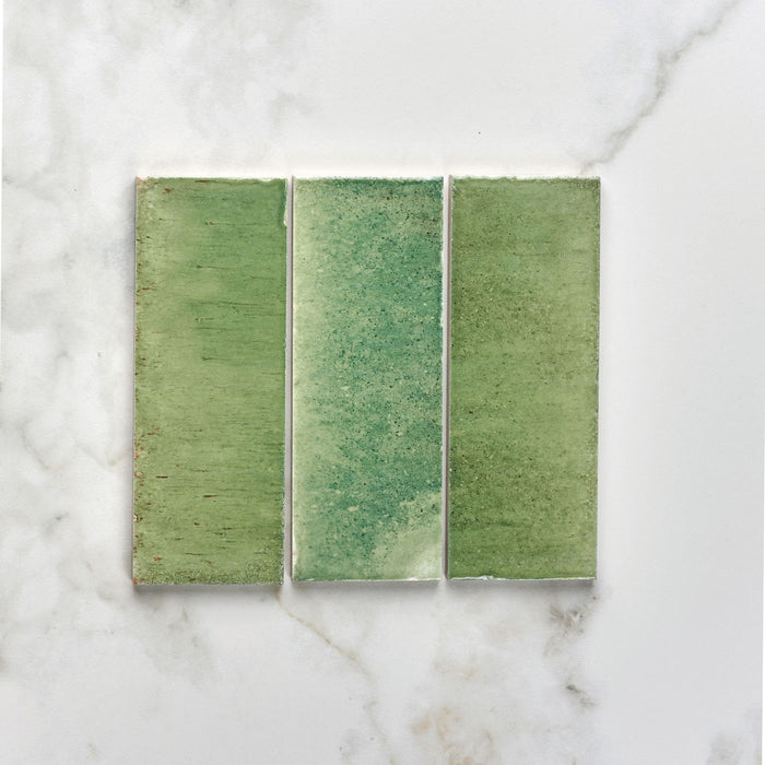 Pottery Porcelain Kale Green Brick Gloss - Swatch Sample - Delivered separately by Ca Pietra-sample-sample-Tile.co.uk