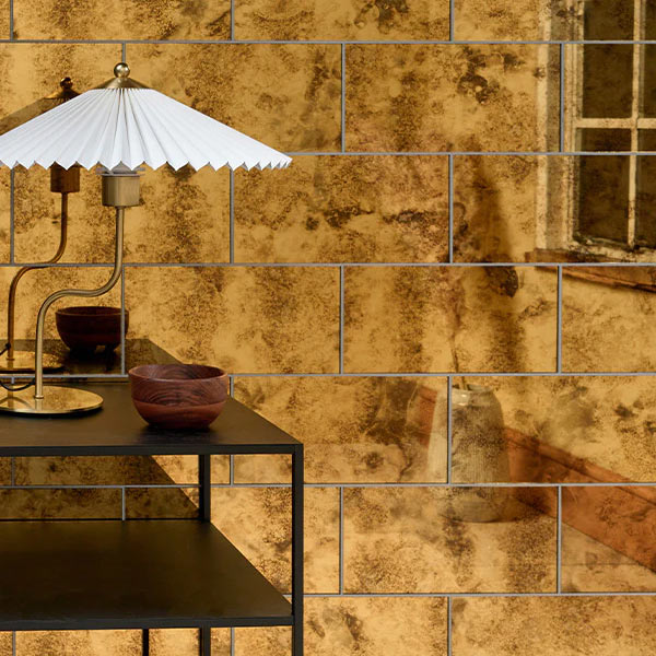 Image of Rococo Brass Glass Mirror tile 15x30cm-Glass wall tile-Ca Pietra-tile.co.uk