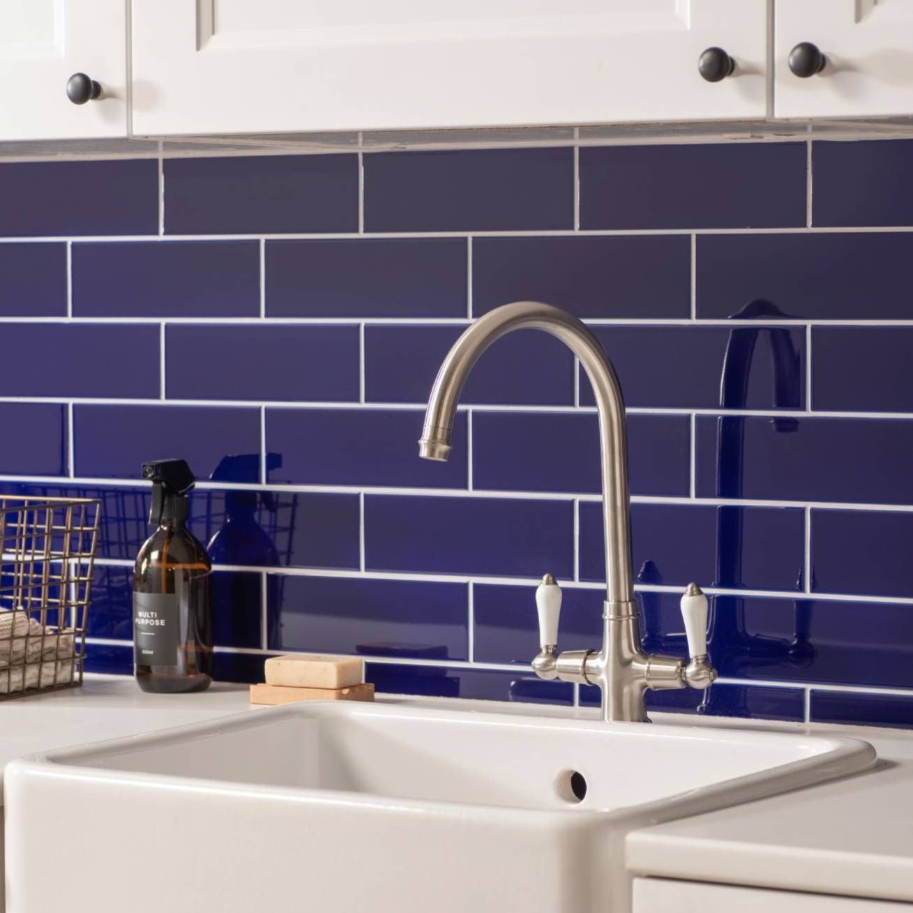 Image of Royal Blue Large Brick Field Tile 22.8x7.5cm-Ceramic wall tile-Original Style-Tile.co.uk