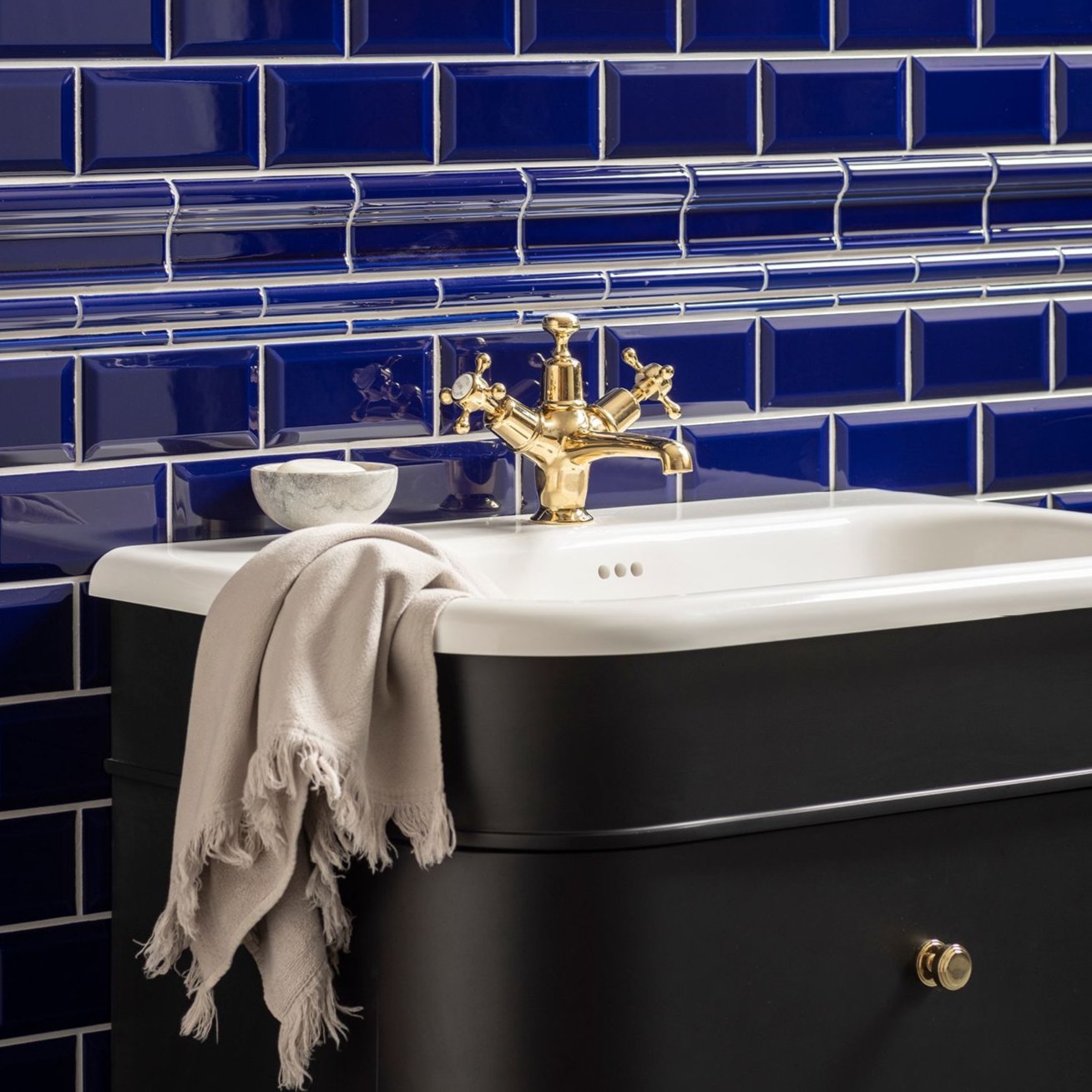 Image of Royal Blue Metro Bevelled Tile 15x7.5cm-Ceramic wall tile-Original Style-Tile.co.uk