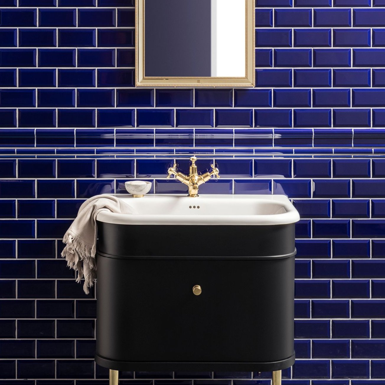 Image of Royal Blue Metro Bevelled Tile 15x7.5cm-Ceramic wall tile-Original Style-Tile.co.uk