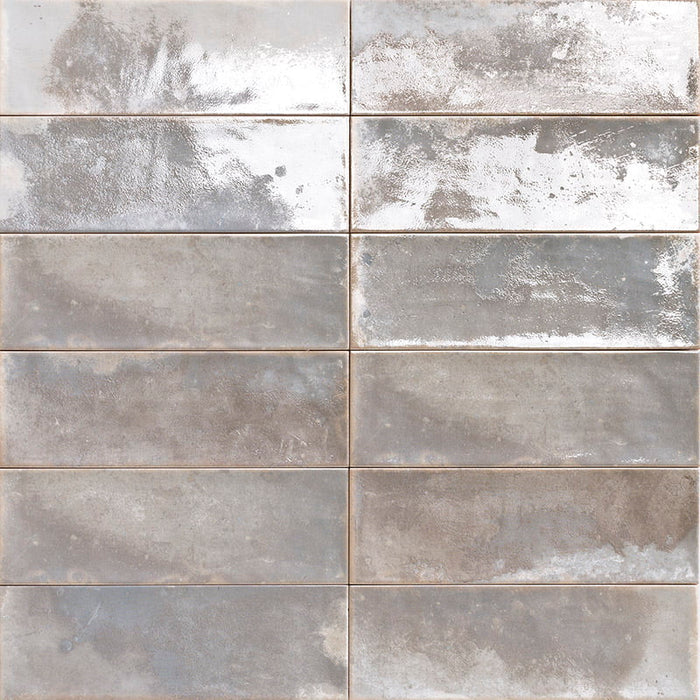 Luna Silver brick tile | 10x30cm ceramic wall tile — Tile.co.uk