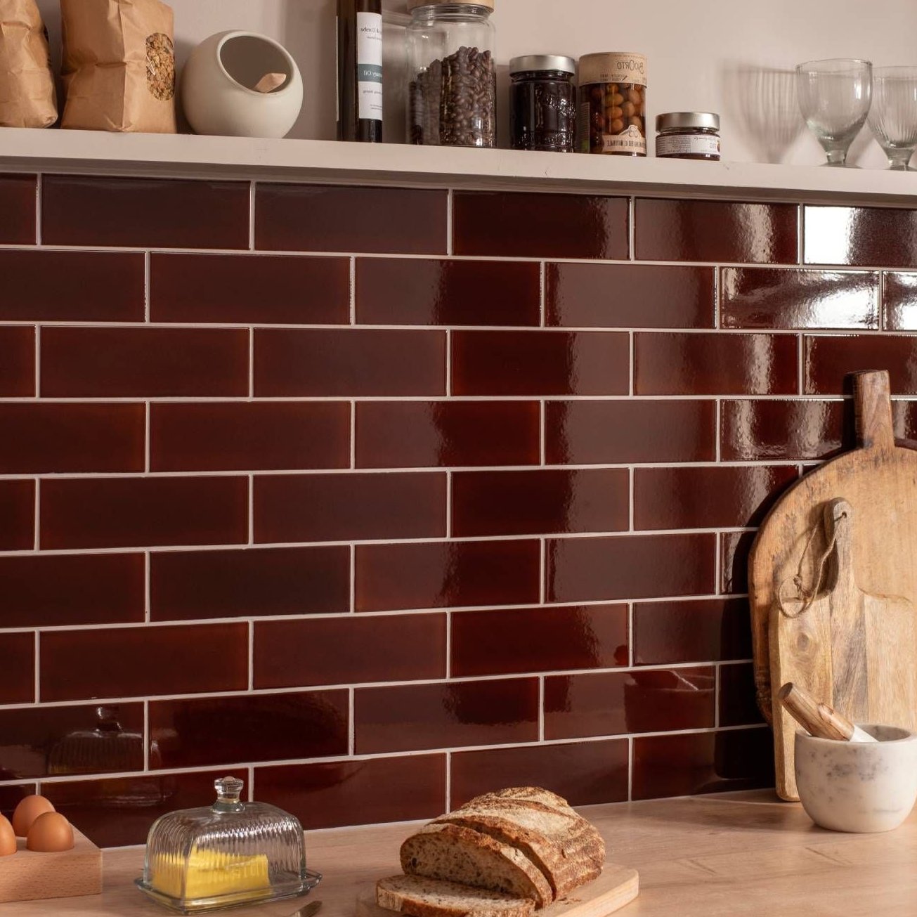 Image of Teapot Brown Large Brick Field Tile 22.8x7.5cm-Ceramic wall tile-Original Style-Tile.co.uk