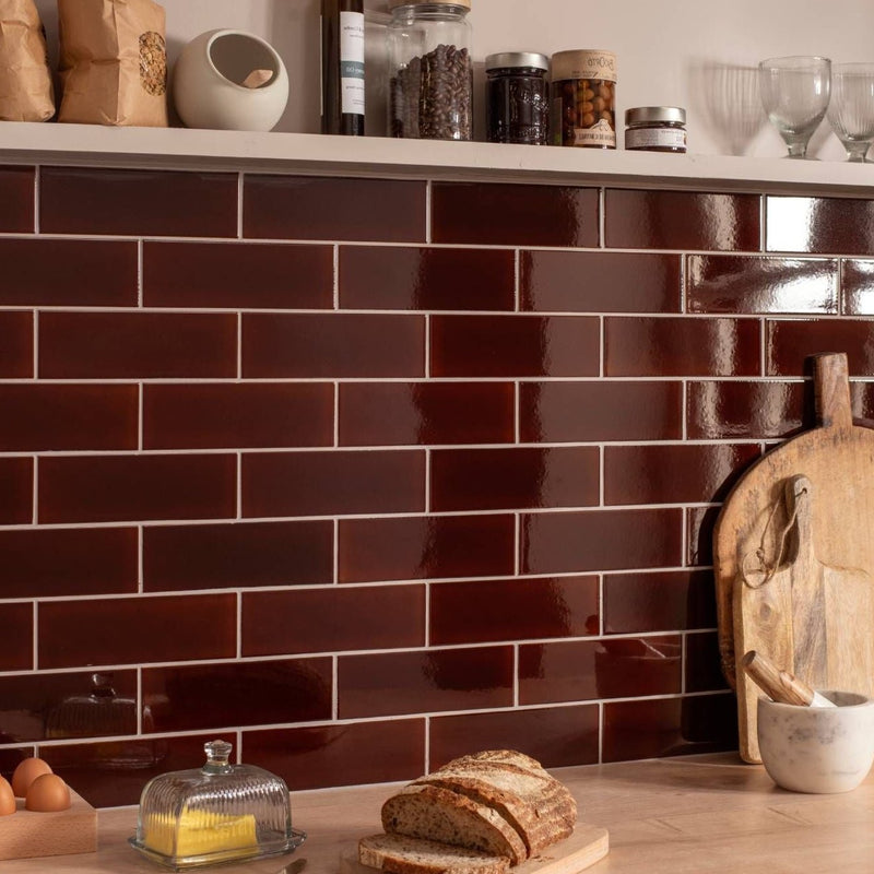 Image of Teapot Brown Large Brick Field Tile 22.8x7.5cm-Ceramic wall tile-Original Style-Tile.co.uk