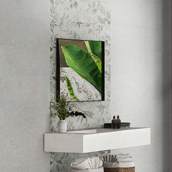Image of Trailing Floral Laurel Wall Tile 30x90cm-Ceramic wall tile-Keros-Tile.co.uk