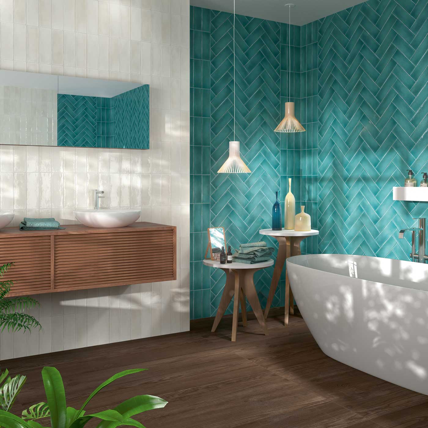 Image of Orchard Aqua Brick Tile 7.5x23cm-Ceramic wall tile-Estudio Ceramico-tile.co.uk