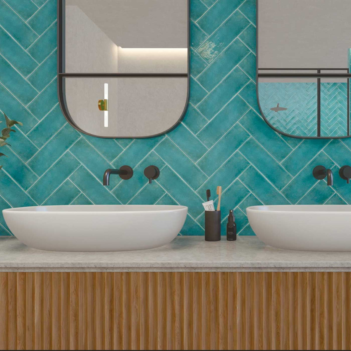 Orchard Aqua Brick Tiles | 7.5x23cm Ceramic Wall Tiles — Tile.co.uk
