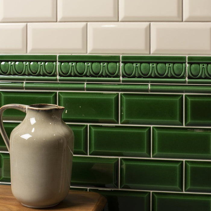 Victorian Green Metro Bevelled Tile 15x7.5cm-Ceramic wall tile-Original Style-Tile.co.uk