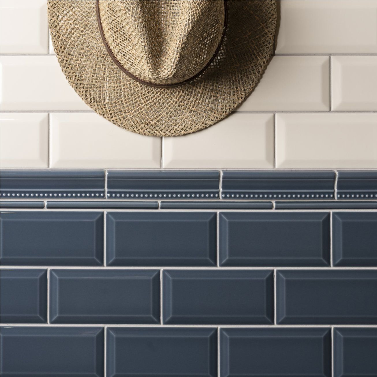 Image of Vintage White Metro Bevelled Tile 15x7.5cm-Ceramic wall tile-Original Style-Tile.co.uk