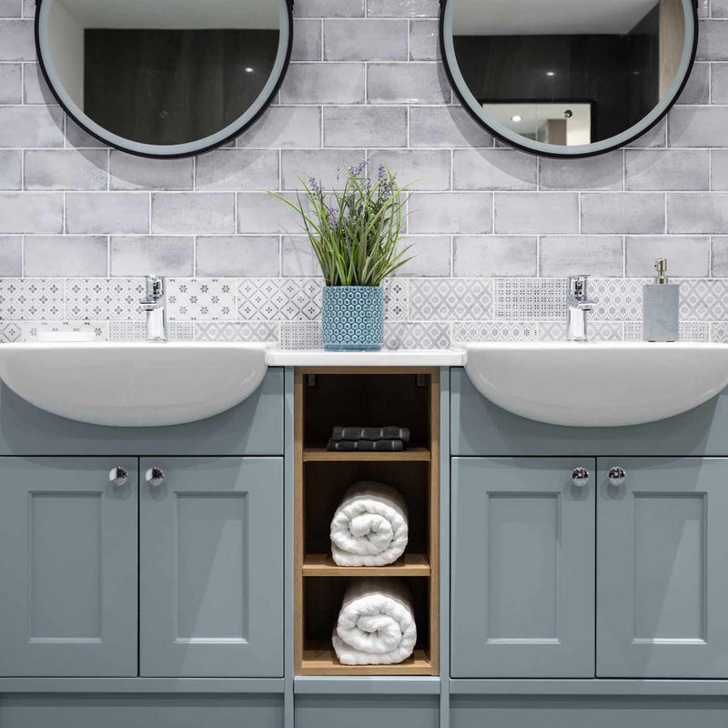 Image of Vita Nebbia Decor Brick tile 10x20cm-Brick style tiles-Fabresa-Tile.co.uk