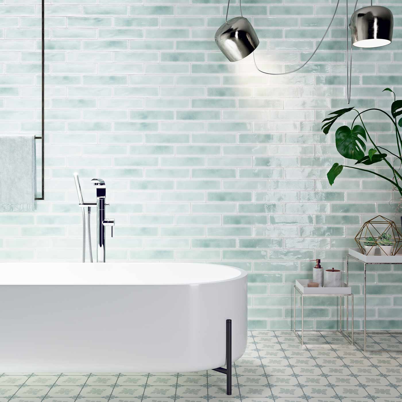 Image of Crackle Brick Aqua Tile 7.5x30cm-Ceramic wall tile-Estudio Ceramico-tile.co.uk