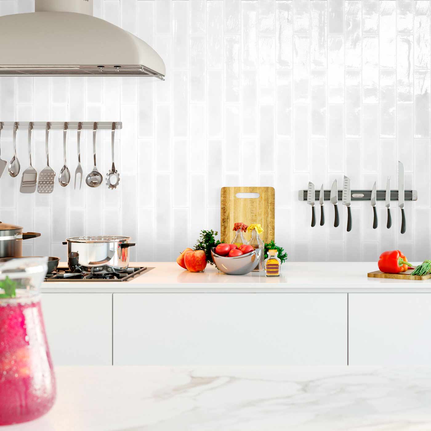Image of Crackle Brick White Tile 7.5x30cm-Ceramic wall tile-Estudio Ceramico-tile.co.uk