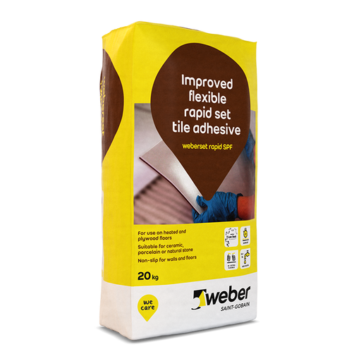 Weber Weberset Rapid SPF Rapid Set Tile Adhesive Low Dust GREY 20kg-Adhesive-Weber-tile.co.uk