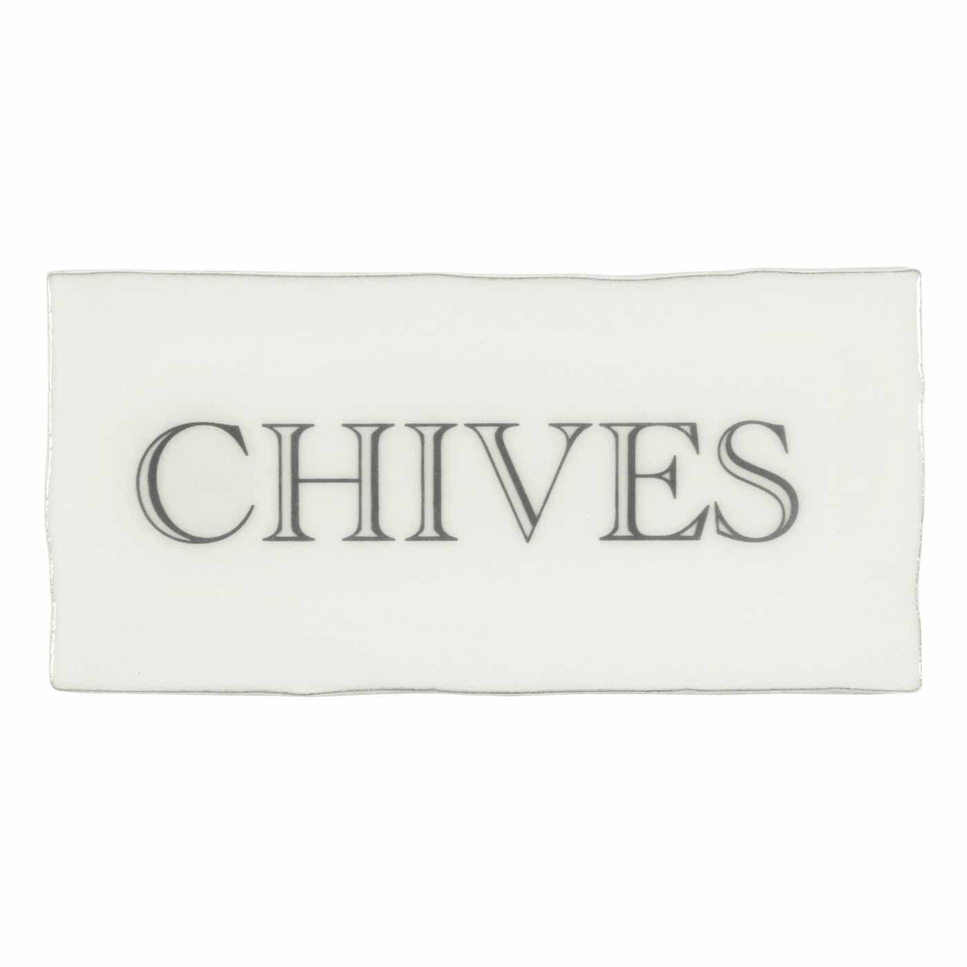 Image of Chives in grey on cotton tile 6.3x12.9cm-Ceramic Tiles-Original Style-Tile.co.uk