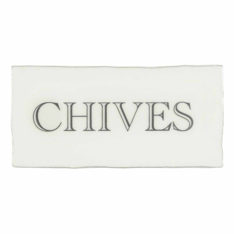 Image of Chives in grey on cotton tile 6.3x12.9cm-Ceramic Tiles-Original Style-Tile.co.uk