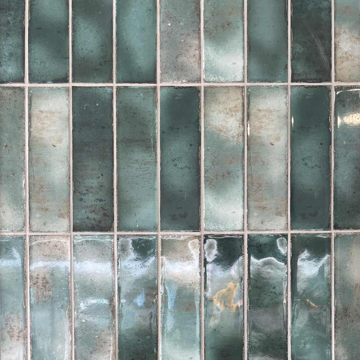 Zellige Emerald Brick Tile 6.9x24cm-Ceramic wall tile-Estudio Ceramico-Tile.co.uk