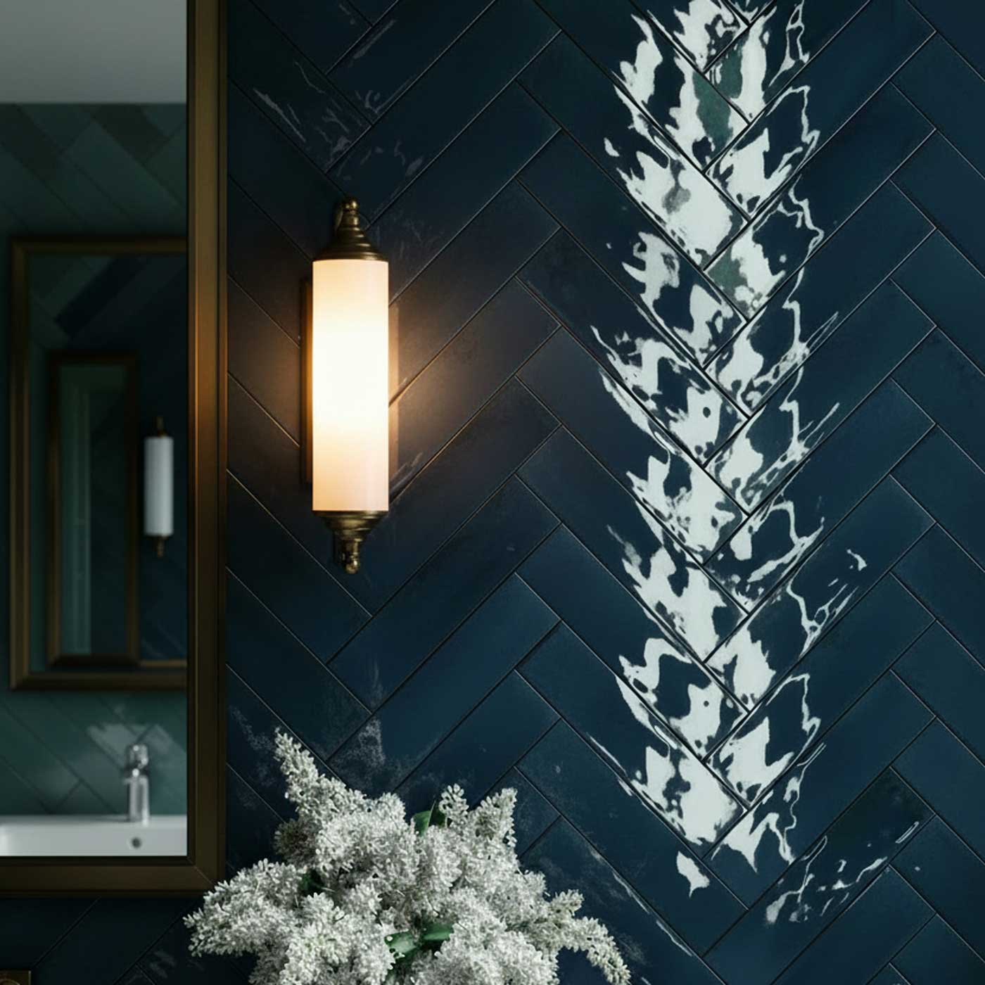 Image of Agadir Lago Blue Gloss wall tile 7x28cm-Ceramic wall tile-Dune Ceramica-Tile.co.uk