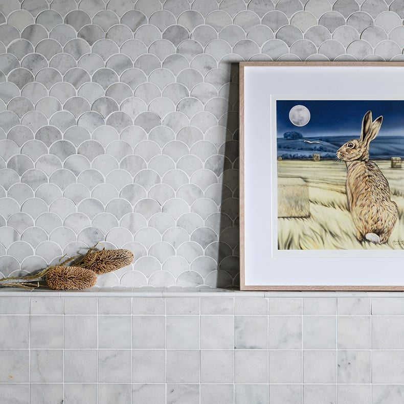 Image of Long Island Marble Honed Scallop 27 x 27cm-Ca Pietra-Tile.co.uk