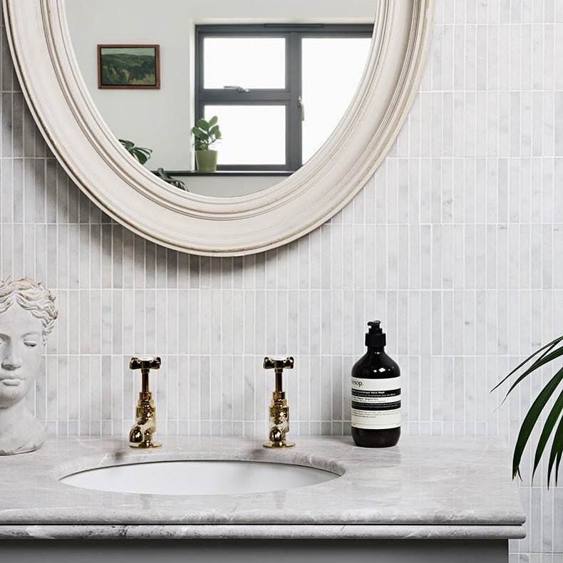 Image of Long Island Marble Honed Bamboo Mosaic 30.5 x 30.5cm-Ca Pietra-Tile.co.uk