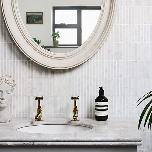 Long Island Marble Honed Bamboo Mosaic 30.5 x 30.5cm-Ca Pietra-Tile.co.uk