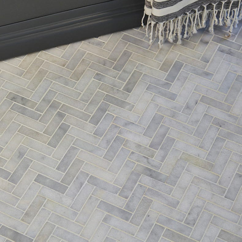 Image of Long Island Marble Herringbone Mosaic 33 x 34cm-Marble-Ca Pietra-Tile.co.uk