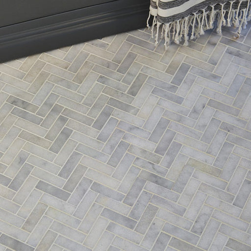 Long Island Marble Herringbone Mosaic 33 x 34cm-Marble-Ca Pietra-Tile.co.uk
