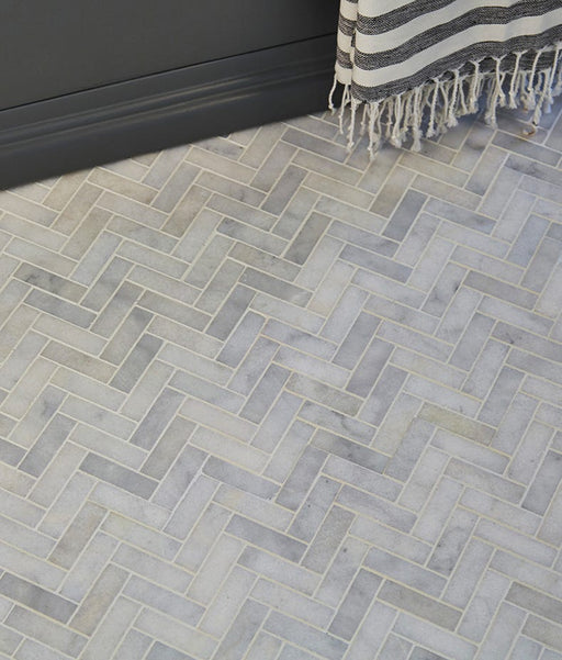 Long Island Marble Herringbone Mosaic 33 x 34cm-Marble-Ca Pietra-Tile.co.uk