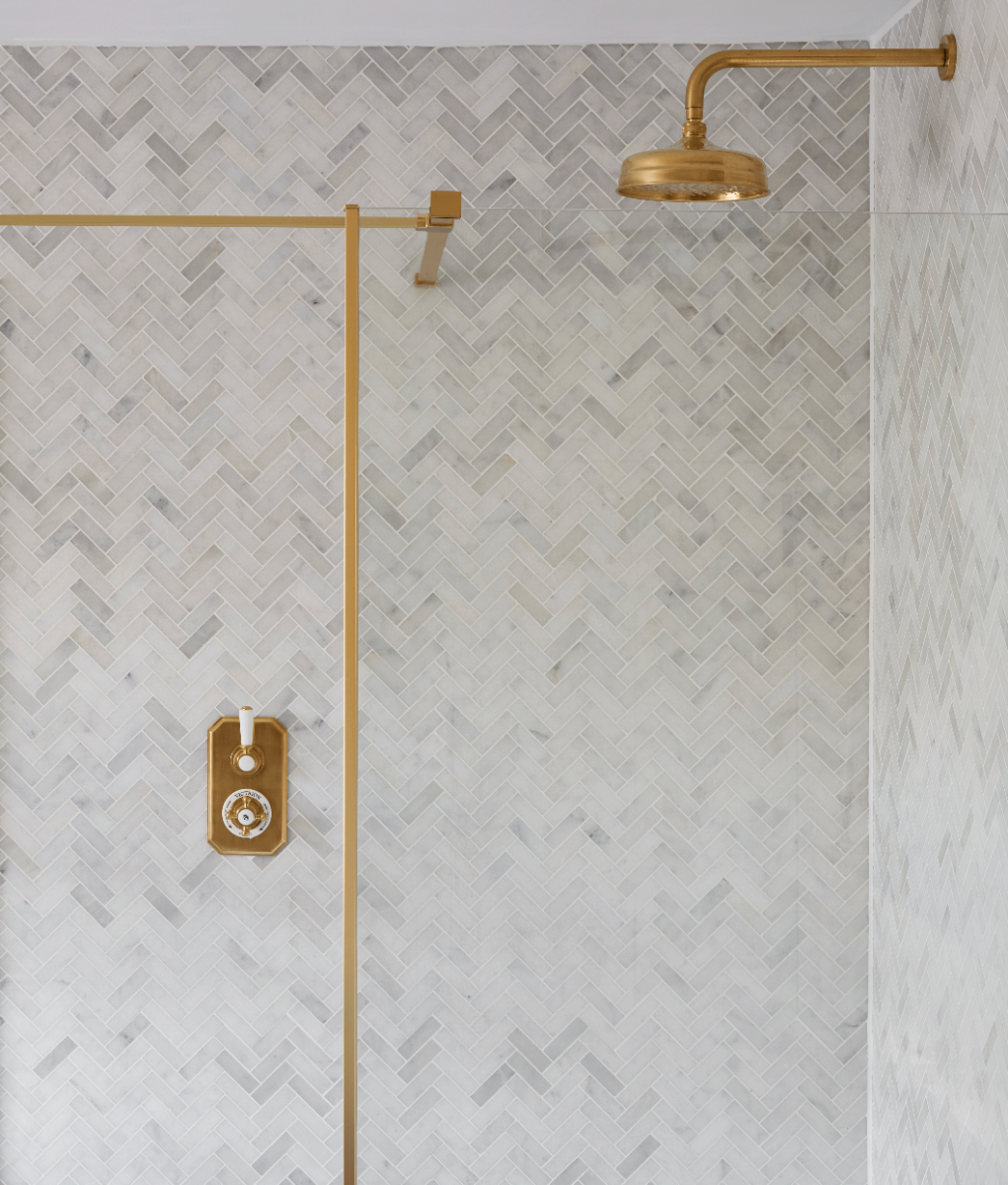 Image of Long Island Marble Herringbone Mosaic 33 x 34cm-Marble-Ca Pietra-Tile.co.uk