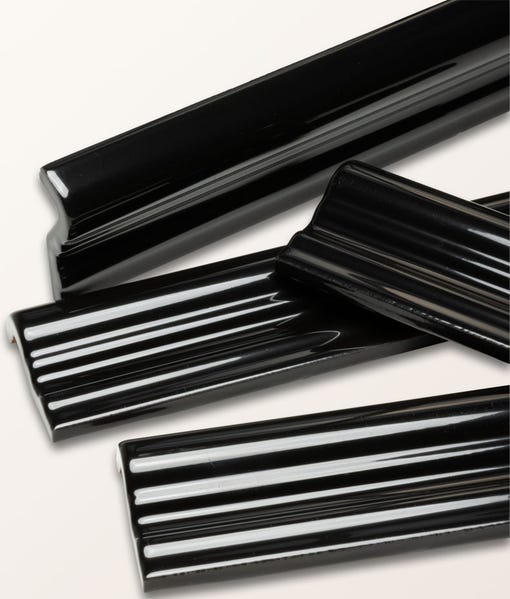 Image of Architectural Black Dado tile 5x20cm-Brick style tiles-Ca Pietra-Tile.co.uk