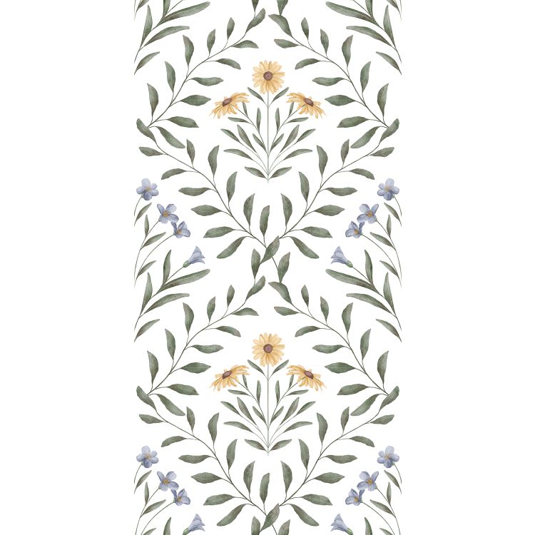 Image of Floral and leaf pattern on a white background