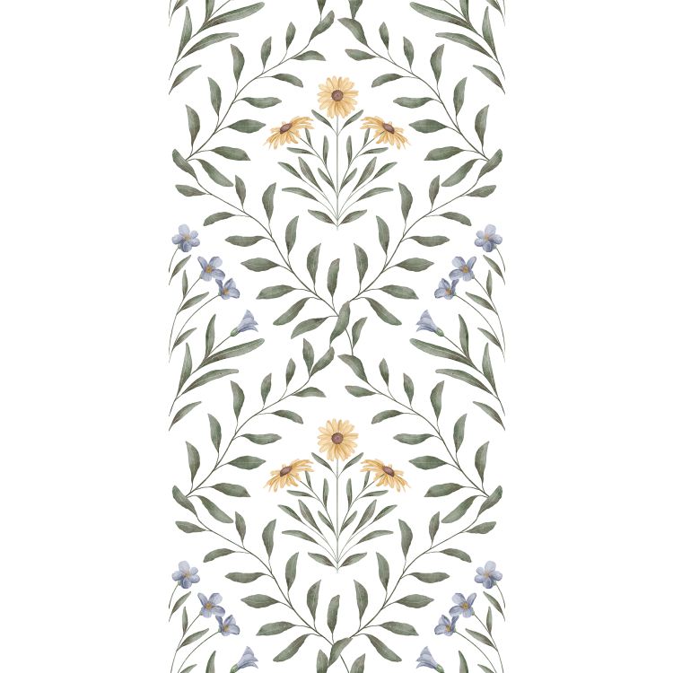 Image of Floral and leaf pattern on a white background